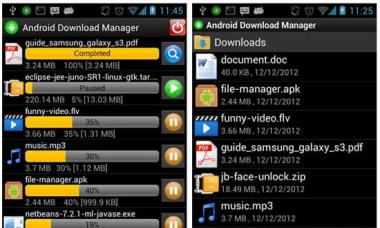 Download system download manager for tablet